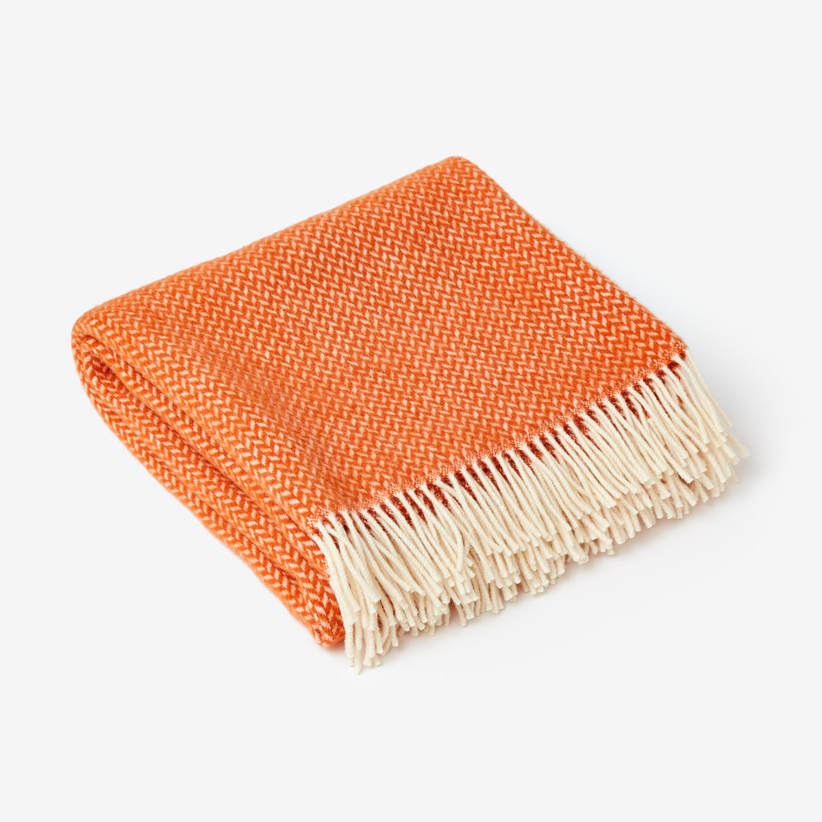 Pumpkin Orange Herringbone Blanket with the British Blanket Company