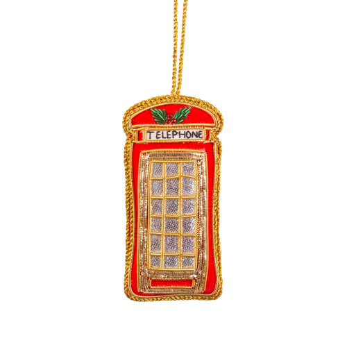 London Telephone Box Zari Embroidery Decoration