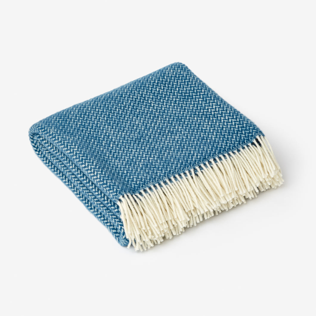 Ink Blue Herringbone Blanket – with the British Blanket Company