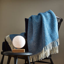 Load image into Gallery viewer, Ink Blue Herringbone Blanket – with the British Blanket Company