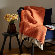 Load image into Gallery viewer, Pumpkin Orange Herringbone Blanket – with the British Blanket Company
