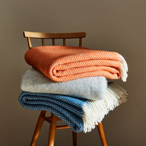 Pumpkin Orange Herringbone Blanket – with the British Blanket Company