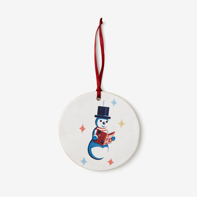 Ceramic Christmas Tree Decoration – Snowman Reading the LRB