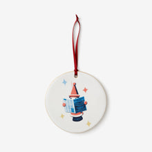 Load image into Gallery viewer, Ceramic Christmas Tree Decoration – Father Christmas reading the LRB