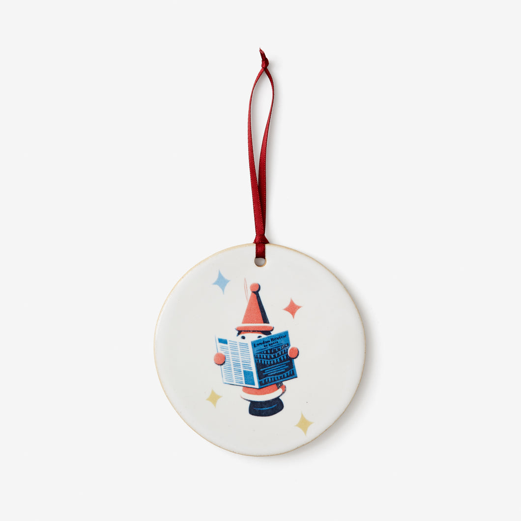 Ceramic Christmas Tree Decoration – Father Christmas reading the LRB