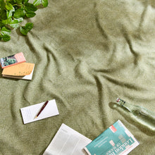 Load image into Gallery viewer, Olive Green Waterproof Picnic Blanket with Straps – with the British Blanket Company