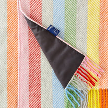 Load image into Gallery viewer, Rainbow Stripe Waterproof Picnic Blanket with Straps – with the British Blanket Company